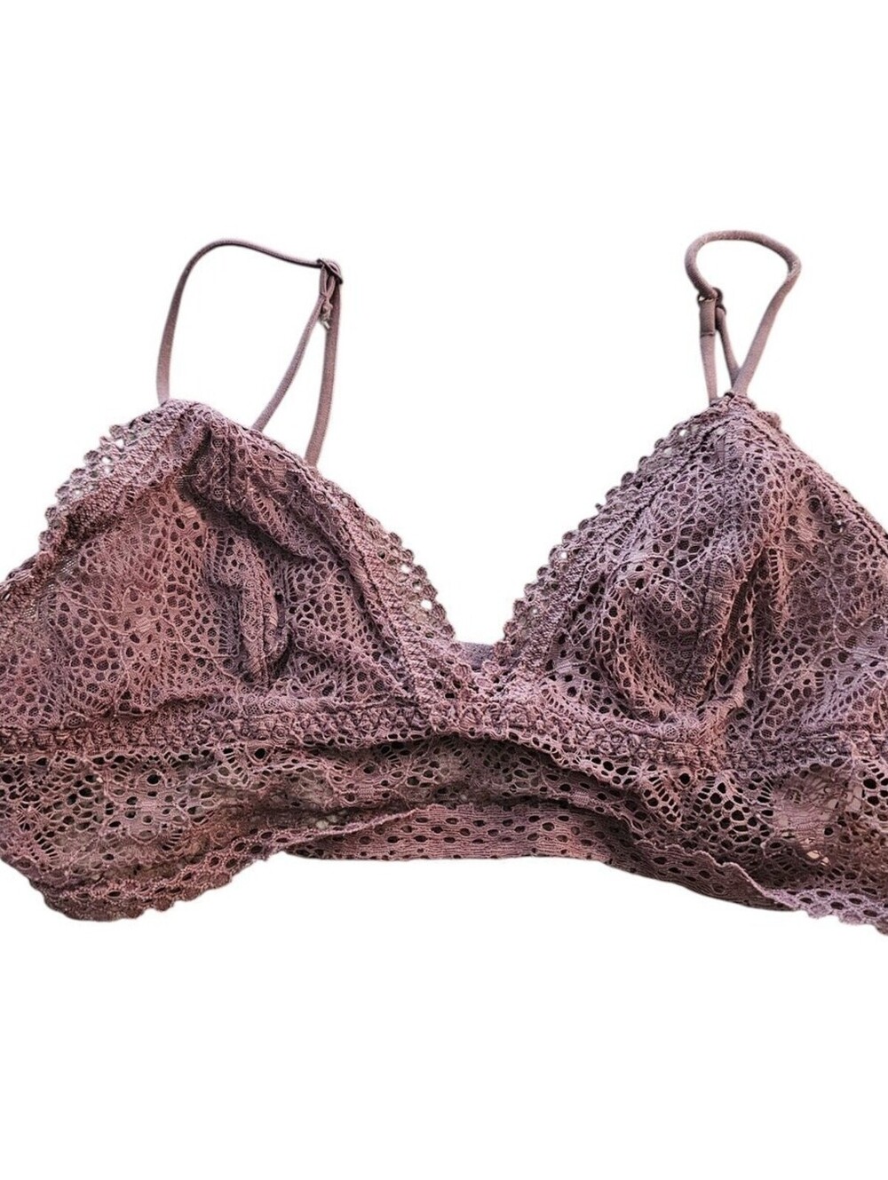 Victorias Secret Womens Sz XS Lace Bralette Bra Mauve Purple V Neck